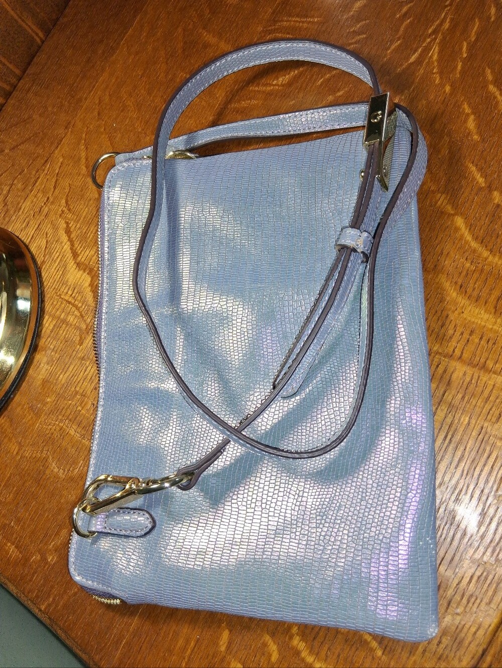 G.I.L.I. Iridescent Light Blue Leather Crossbody Bag